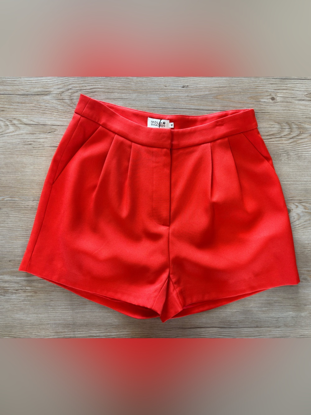 Molly Bracken Coral High-Waist Pleated Shorts